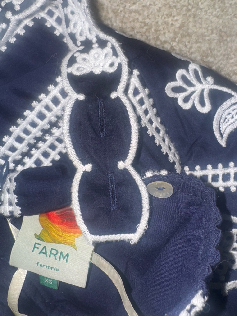 Farm Rio Blue Richelieu Embroidered Midi Dress - Picture 6 of 8